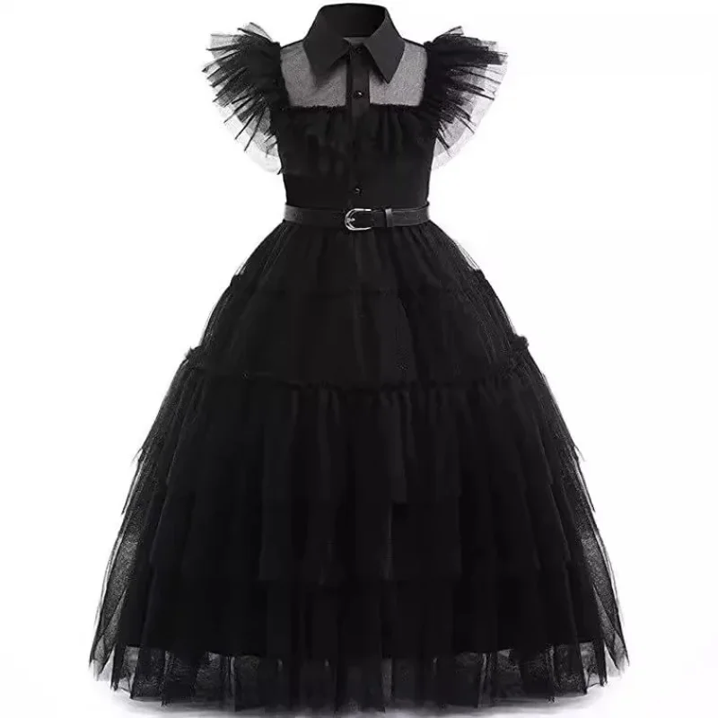 2025 مسلسل تلفزيوني أمريكي كلاسيكي شعبي الأربعاء فتاة كوسبلاي آدامز فستان أسود قصير الأكمام منتفخ + مجموعة إكسسوارات dl;1 #1