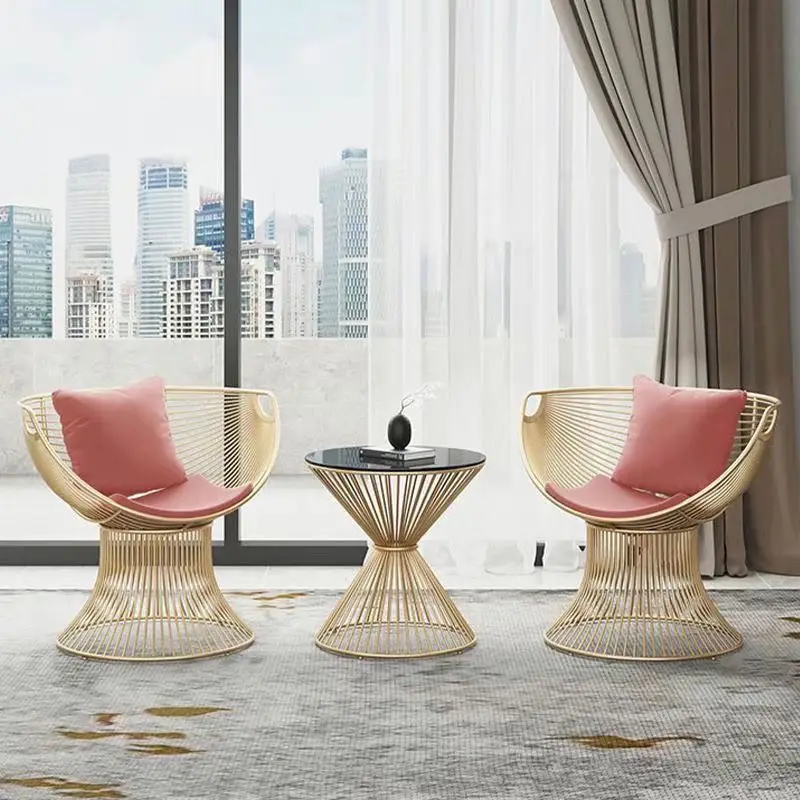 

Balcony casual wrought iron table and chairs coffee table sofa chair three-piece set simple household