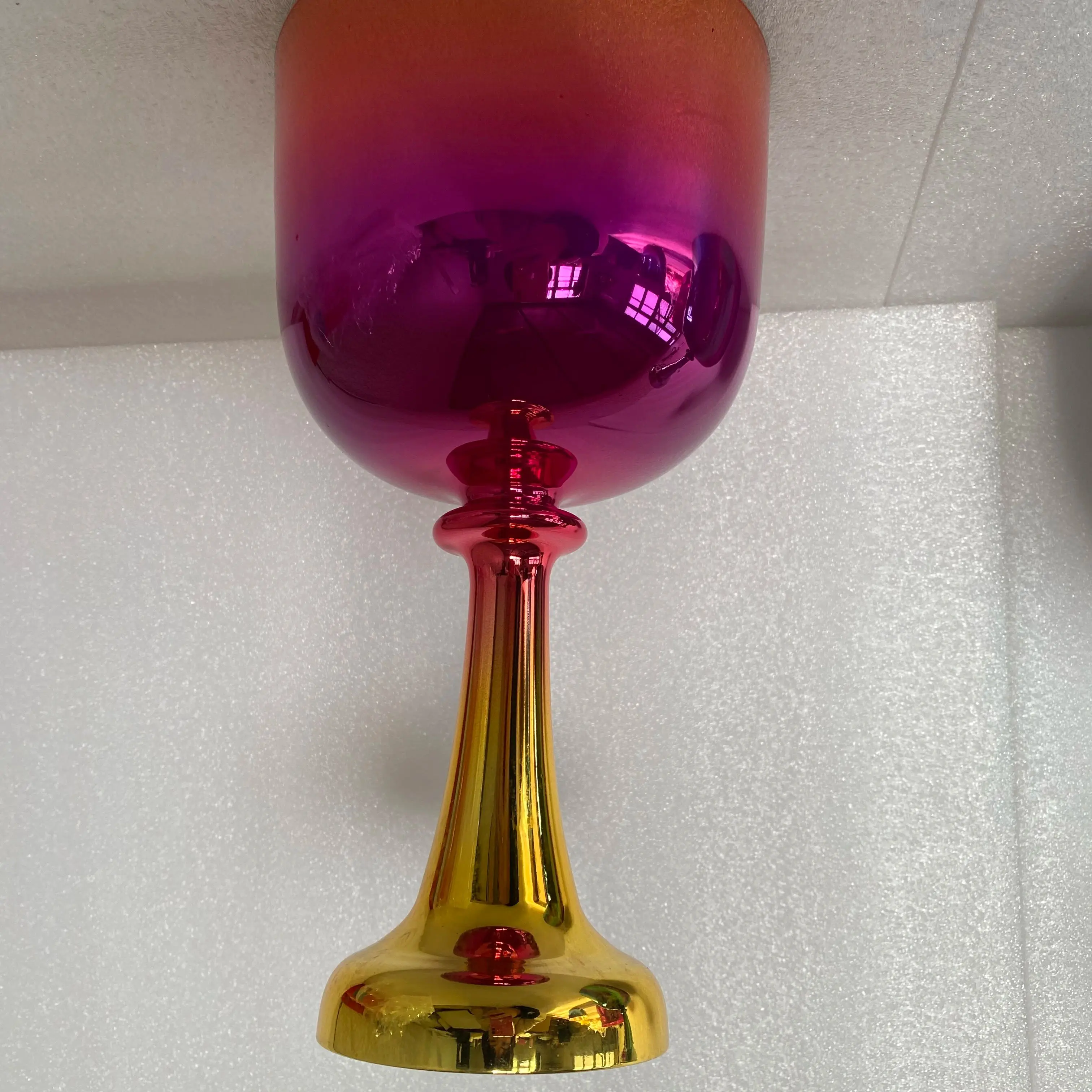 Crystal singing grail Titanium color chalice 432Hz 4th octave E note solar plexus chakra  or F note Heart chakra Crystal Tones