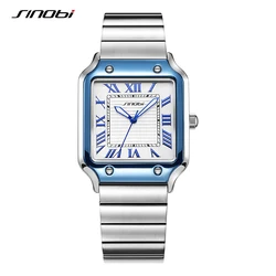 SINOBI Casual Design Men's Quartz Watches Fashion Stainless Steel Man's Wristwatches Business Square Male Relogio Masculino