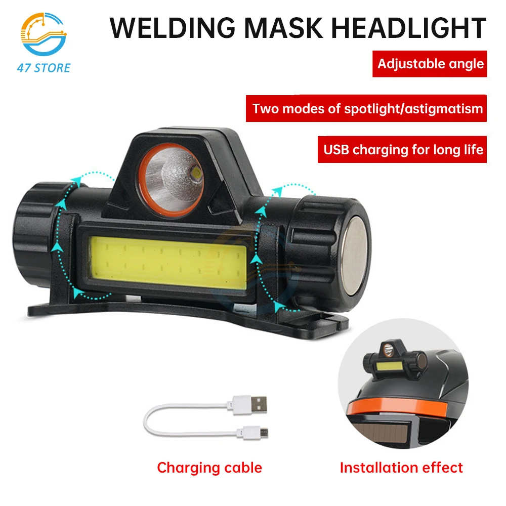 Usb Charging Dual-Purpose Headlight  Automatic Variable Photoelectric Welding Face Cover Lamp Argon Arc Welding Cap Welding Ligh