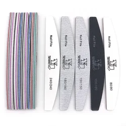 Nail File Mix Color 80/100/150/180/240 Grit Professional Sandpaper Cuticle Remover Buffer Files Manicure Tool Set