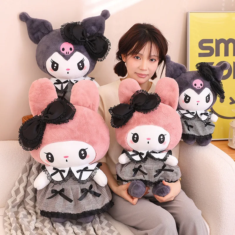 

40/50/60cm Cute Kuromi My Melody Plush Toy Lolita Japanese Style Stuffed Anime Plushies Kuromi With Dress Xmas Gifts For Girl