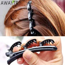 AWAYTR-diademas de doble capa con Clip para mujer, diadema trenzada de plástico a la moda, accesorios para el cabello de punto Punk, novedad