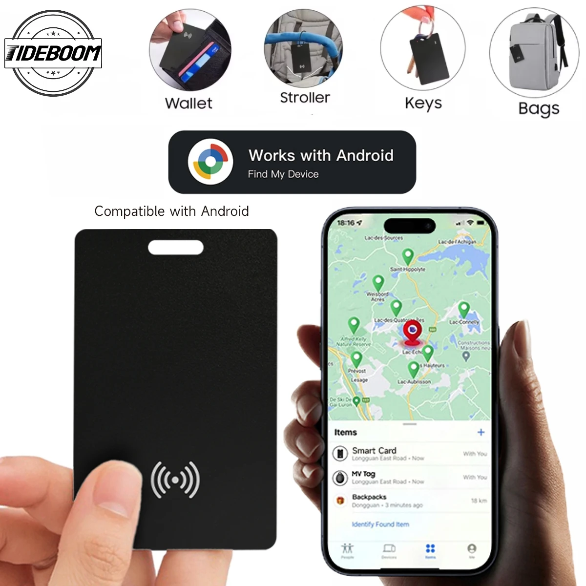 1 قطعة بطاقة تعقب المحفظة المحمولة جهاز تعقب بلوتوث لنظام أندرويد مفتاح مكتشف الحيوانات الأليفة محدد العلامة يعمل مع تطبيق Google Find My Device