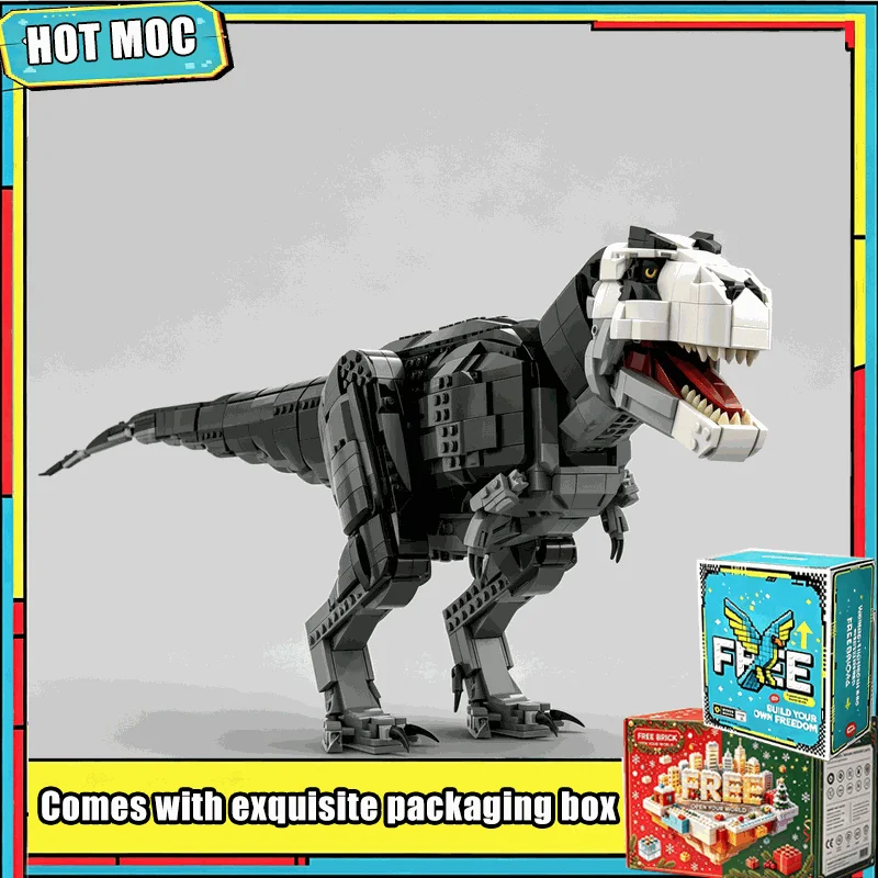 1700PCS Black Tyrannosaurus Rex Dinosaur Model MOC Building Blocks Custom Puzzle Animal DIY Educational Collection Display Gift