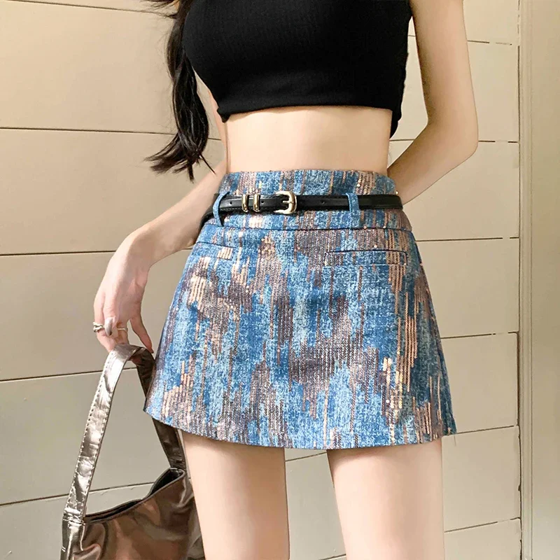 

Sequin Mini Skirts For Women Luxury Evening Skirt Female Sky Blue High Waist Slim Skirt Fashion Shiny Sexy Party Club Clothing