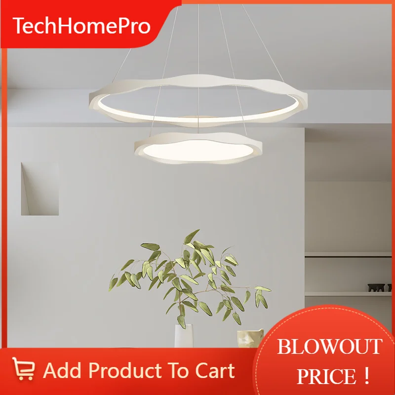 TechHP2 Rings White Cream Pendant Light Indoor Ceiling Light Nordic Hanging Lamp For Bedroom Living