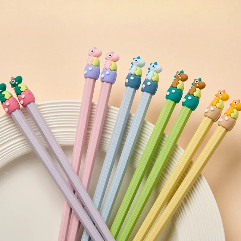 

Cute Cartoon Dinosaur Alloy Chopsticks Set Anti-Slip Heat-resistant Household Children Chopstick Japanese Chopstick Tableware