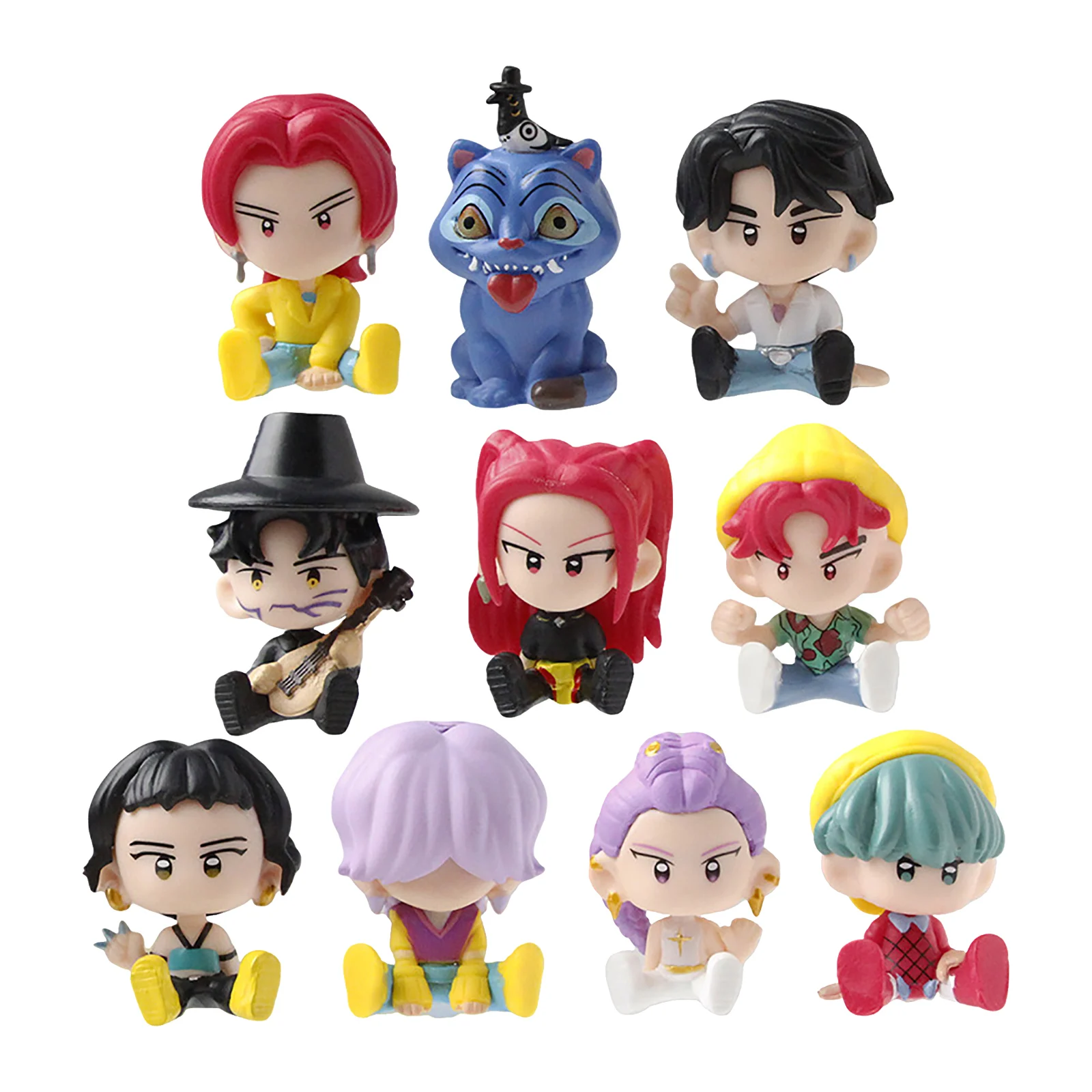 10 pezzi Demon Hunter Witch Figure Bag Mistero Anime Doll Set Simpatico cartone animato da collezione per bambini Modelli Bambole da collezione in sacco