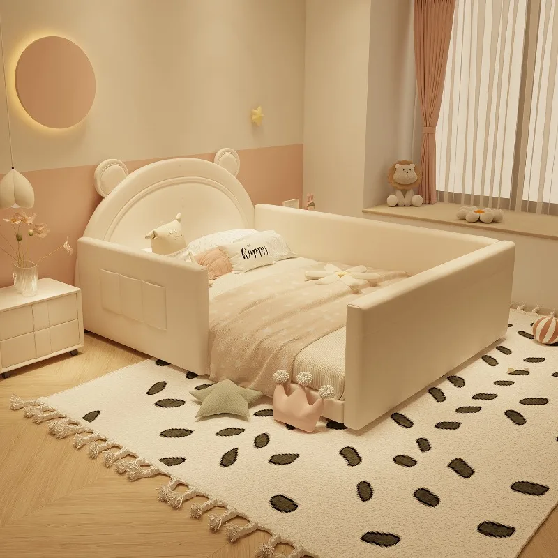

Kids Room Luxury Bedroom Beds Family Floor 180x200cm Adults Bed Frames Guardrail Queen Children Headboard Home Furniture