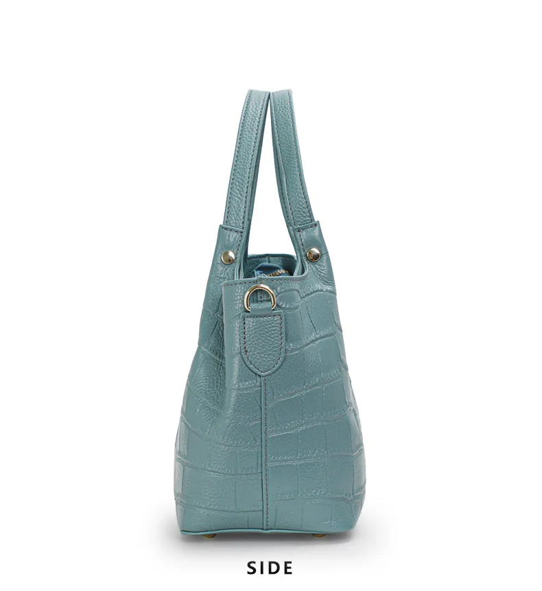 Krokodilmuster Echtleder Damen-Korbtasche, Handtasche aus Oberleder, Neue Modische Damenhandtasche & Umhängetasche 2026 – Detail 8