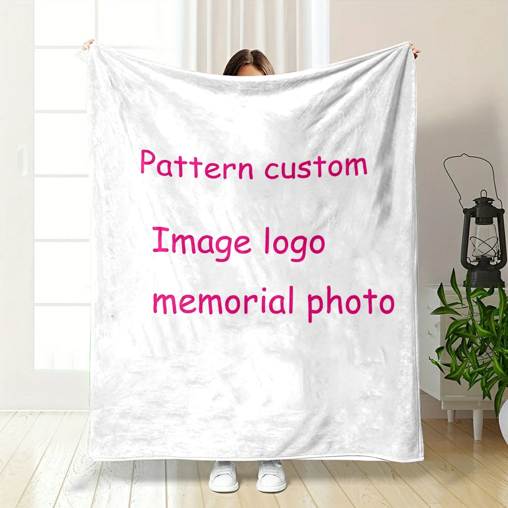 Blanket Custom Printed Flannel Blanket Private Order Pattern Text Logo Corporate Gift Business School Order Full Size