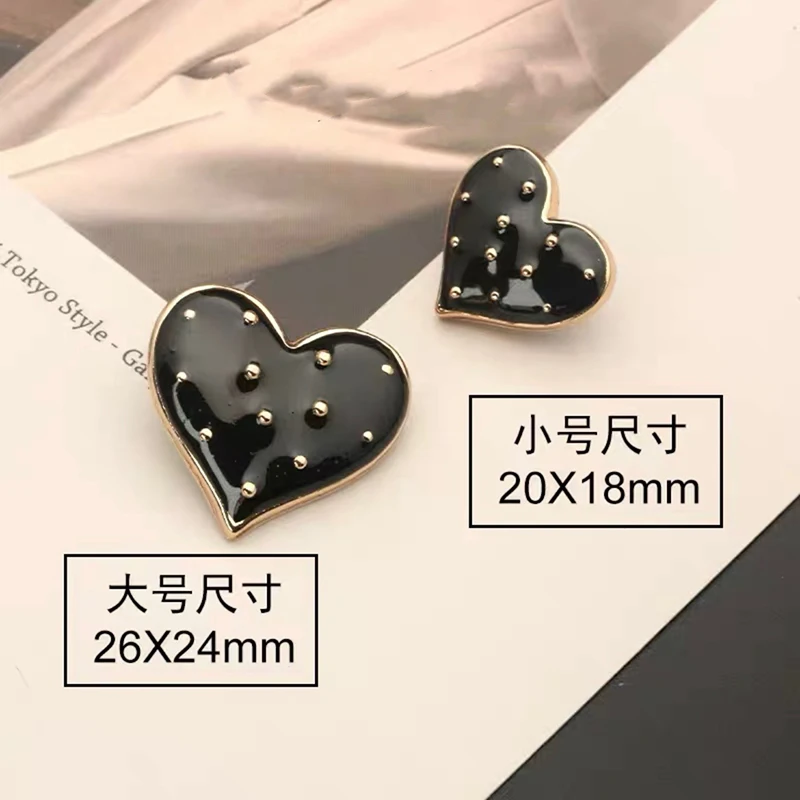 10pcs/lot Heart Metal Sewing Snap Buttons for Clothing Rhinestone for Needlework Diy Manualidades Accessories Decorative