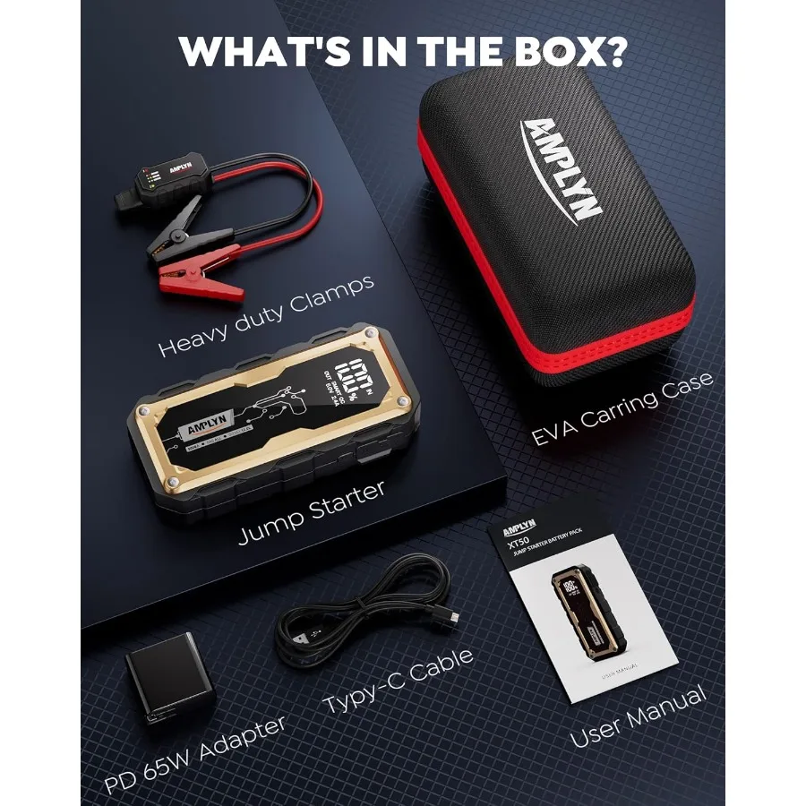 Arranque de carro portátil 24000mAh com carregador rápido de 65W e display LED para carros de 12V Todos os motores a gás 12L Diesel Bat de emergência