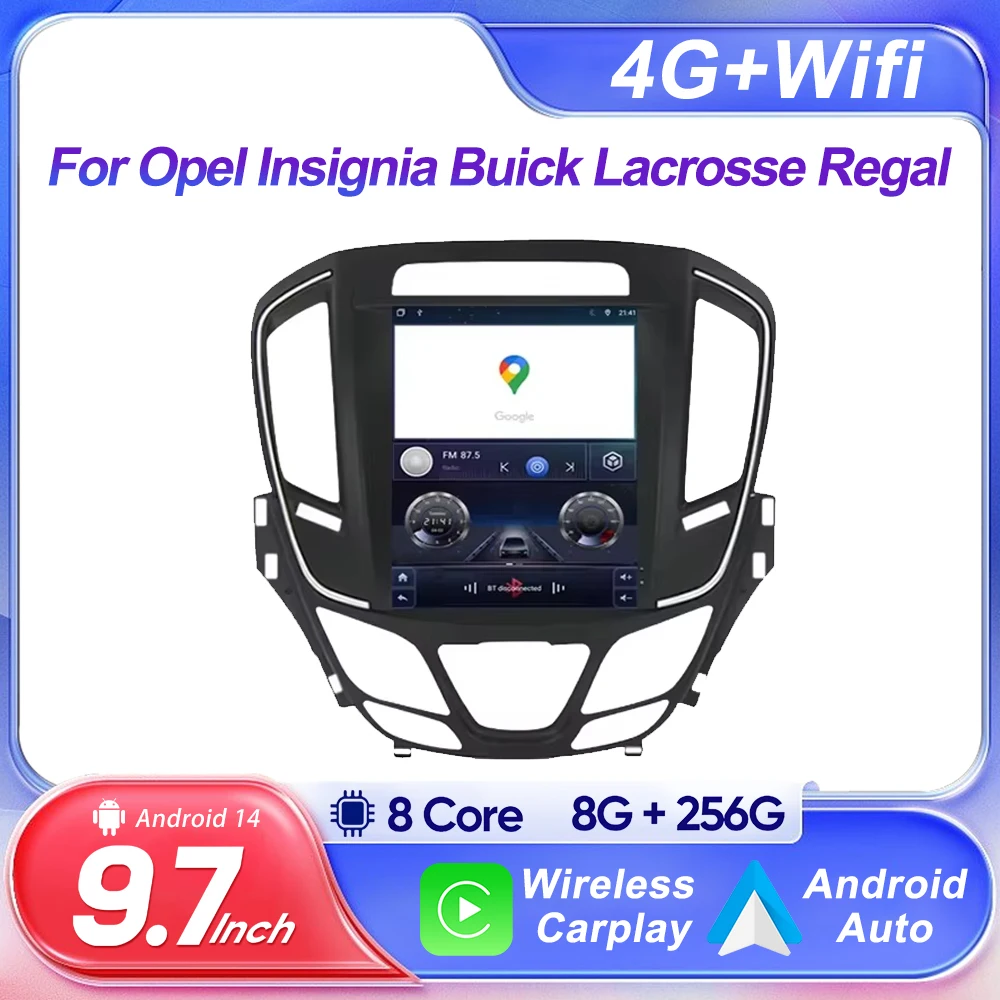 Android 14 9.7 inch Qled Screen Car Radio For Opel Insignia Buick Lacrosse Regal Auto GPS Stereo Multimedia Player With 4G