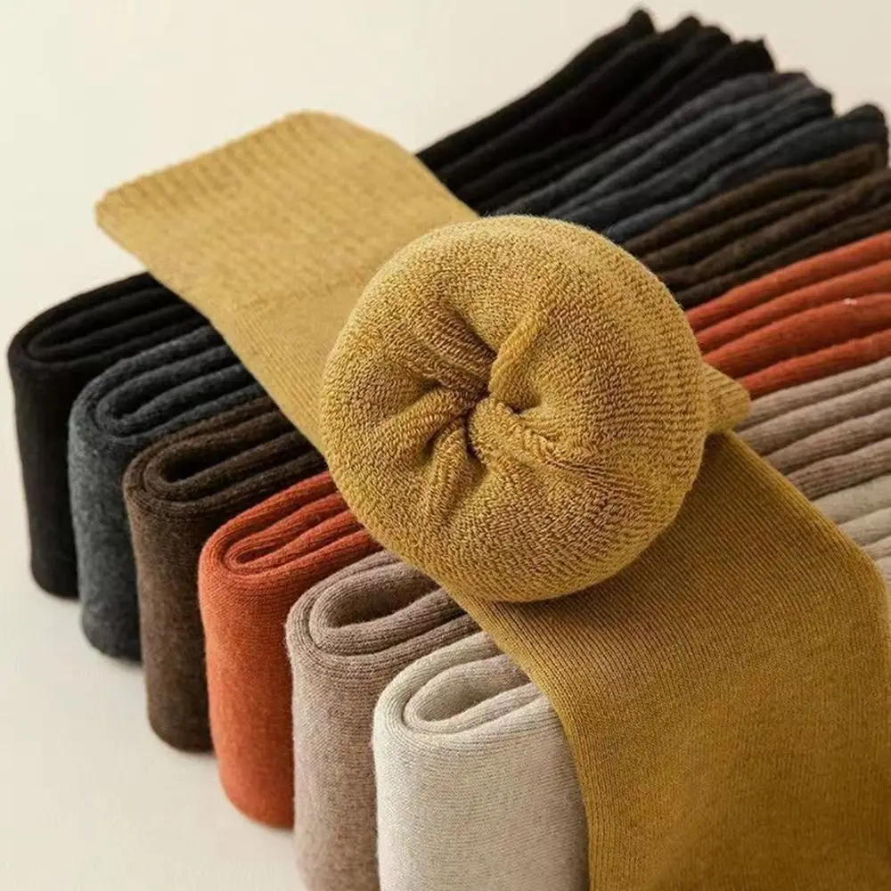 Elastic Keep Warm Plush Knee Protector Long Socks Thickened Knitted Foot Cover Solid Color Japanese Women Leg Warmers Winter