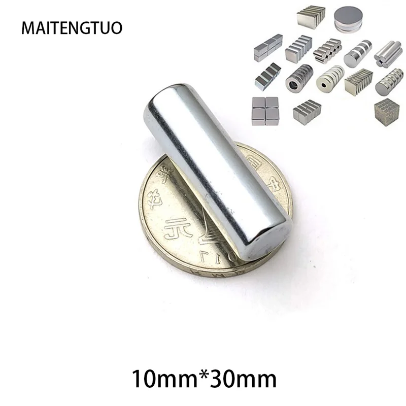 2 ~ 30PCS 10x30mm Ímã De Neodímio 10mm x 30mm ímanes NdFeB Rodada Super Poderosa Forte Magnético Permanente 10*30mm