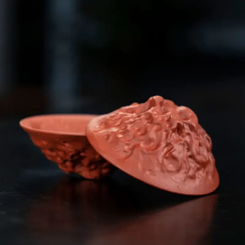 Handgefertigte Pu-Erh Tasse aus Lila Ton, Drachen-Tasse, Phönix-Tasse, Dreidimensionale Reliefgravur, Lila Ton-Tasse, Teezeremonie-Zubehör