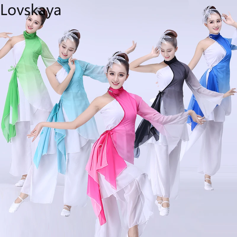 New elegant Chinese style fresh and elegant adult Yangko dance clothing classical dance costumes women suit