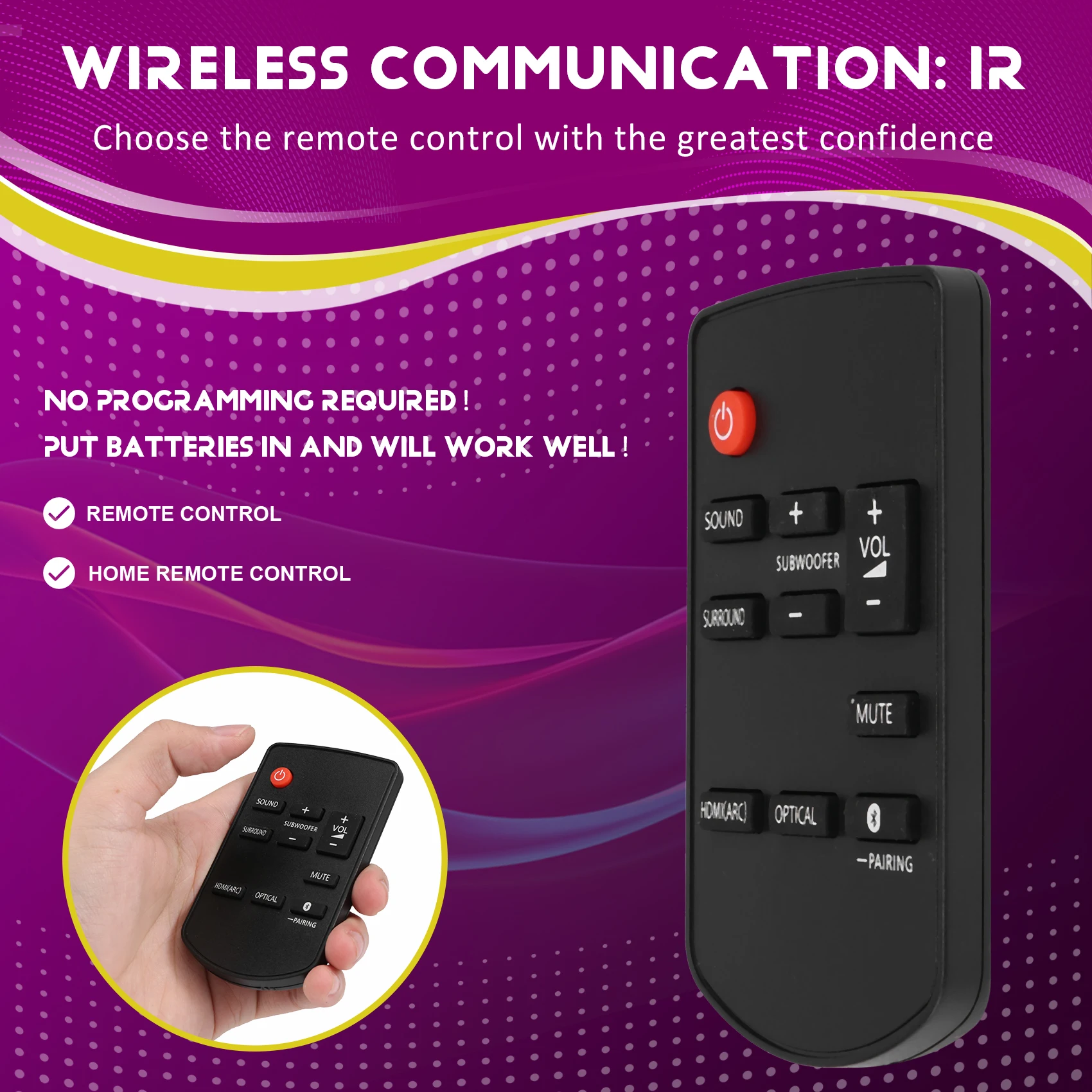SQPP-Remote Control N2QAYC000115 For Panasonic SU-HTB488  SC-HTB688EB-K Home Theater TV Sound Bar Audio System