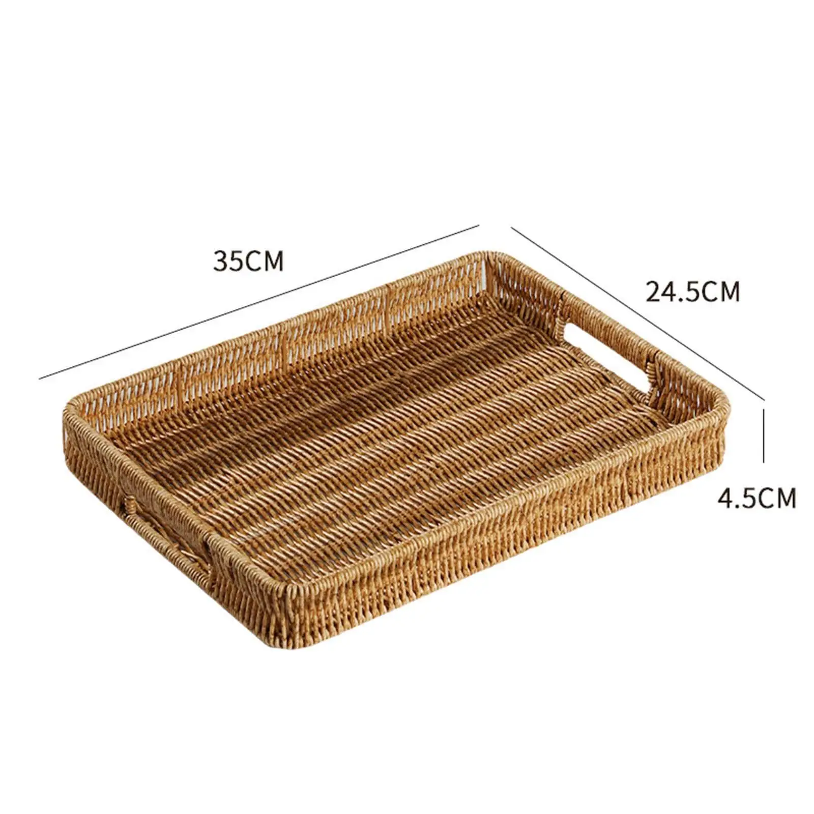 Woven Decorative Tray Modern Elegant Handwoven Tray Food Serving Basket for Countertop Kitchen Camping Parties Living Room