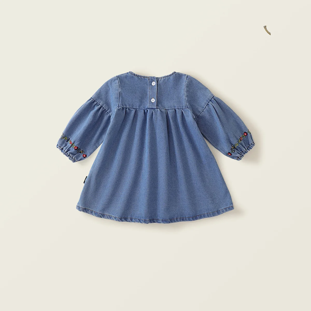 2025 Autumn Spring New in Kids Baby Girls Embroidery Flower Denim Clothing ,toddler Children Full Sleeve Knee-length Dresses