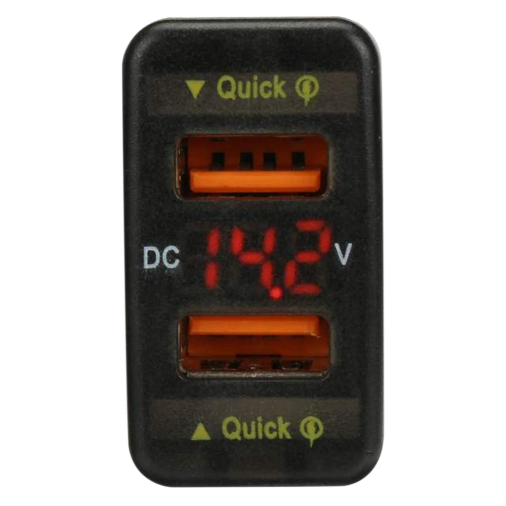 36W Car Fast Charger QC3.0 Adapter Dual USB Adapter Digital Display Voltmeter for Toyota Corolla RAV4 23X3 m Red