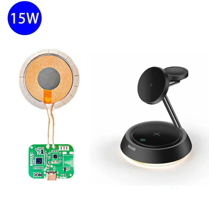 Custom 15W wireless Type C Wireless Charging module 3in1 three in one phone 3W 10W 15W wireless