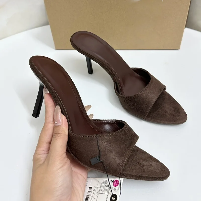 Novelty Faux Fur Summer High Heels Sandals for Ladies Retro Animal Printed Daily Pointed Toe Mules Brand Design Women Shoes view 4