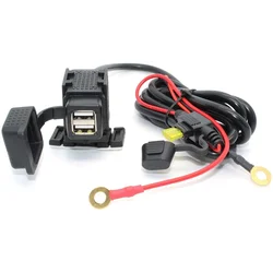 Waterproof Motorcycle USB Charger Kit 4.2A Dual USB Port Socket Fuse O Ring Connector for iPhone Smartphone Tablet GPS