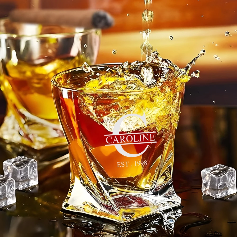 

1/2pcs Personalized Whiskey Glass Twisted Whiskey Glass for Groomsman Best Man Gift Custom Whiskey Glass Shot Glasses Wedding