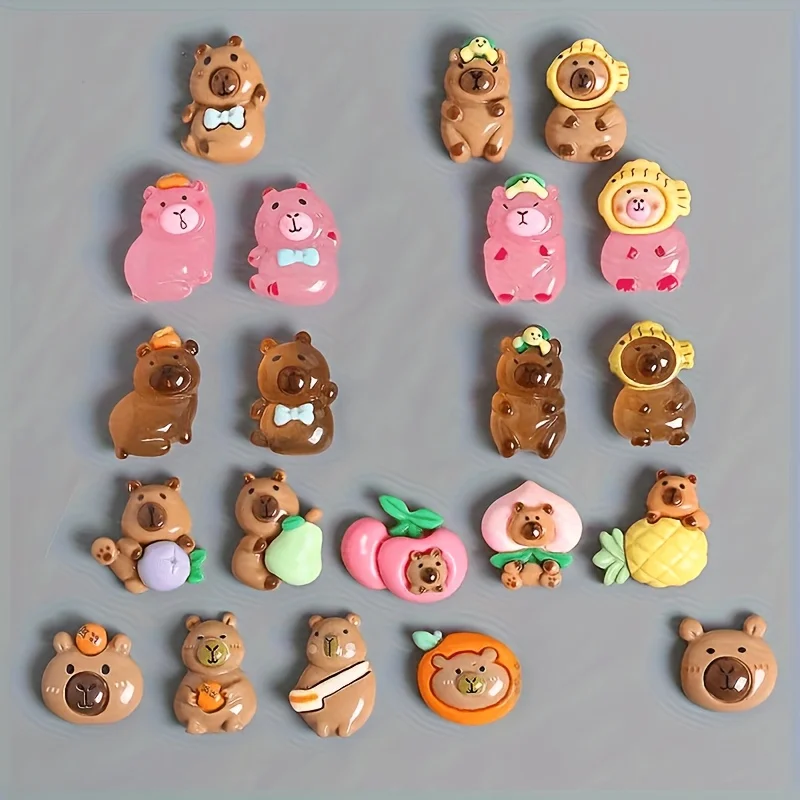 Colorful Glow-in-the-Dark Cartoon Capybara DIY Kit - 21pcs Set (20 Mixed Capybaras + 1 Suitcase)