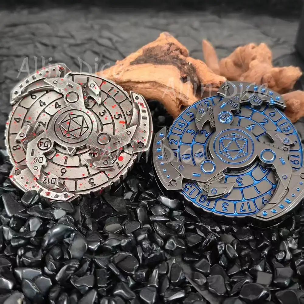 Set di Dadi Giroscopici D&D, 7 in 1 Set di Dadi in Metallo con Spinner per Dungeons & Dragons Giochi da Tavolo di Ruolo RPG Dadi Roulette