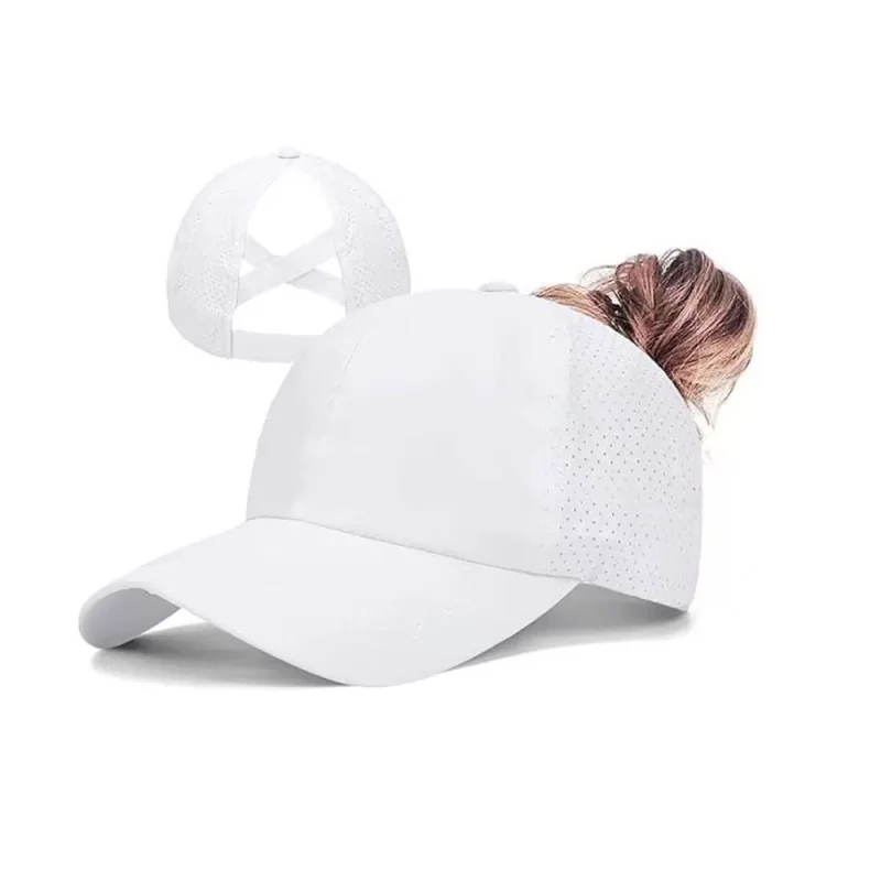 Schnell Trocknende Pferdeschwanz-Baseballkappe Atmungsaktives Mesh Criss-Cross-Rückenteil für Damen Snapback Dad Hat Atmungsaktive Mütze Outdoor Sonnenkappe – Detail 4