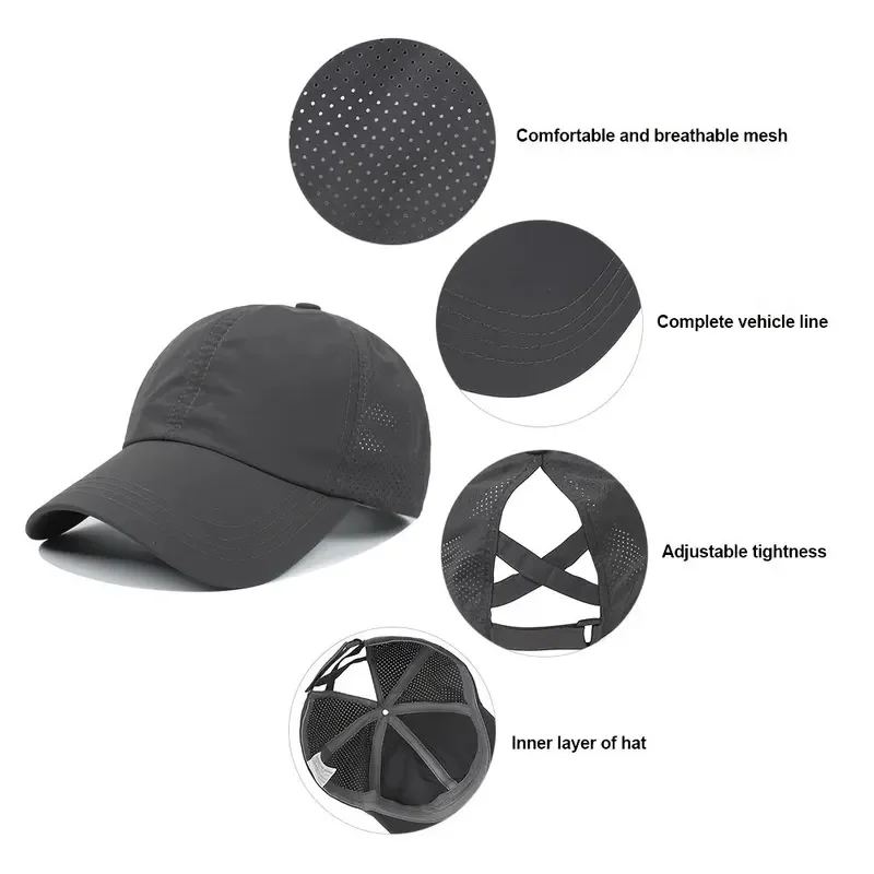 Tongue Hat Women Mesh Breathable Sun Protection Hat In Summer Stay Cool & Stylish Adjustable Breathable Mesh Ponytail Hat