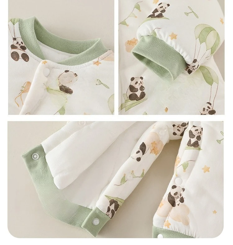 Somenie Baby Onesie Winter Padded Thickened Warm Bodysuit Cute  Printed Boys Girls Pajamas Newborn Soft And Comfortable Jumpsuit