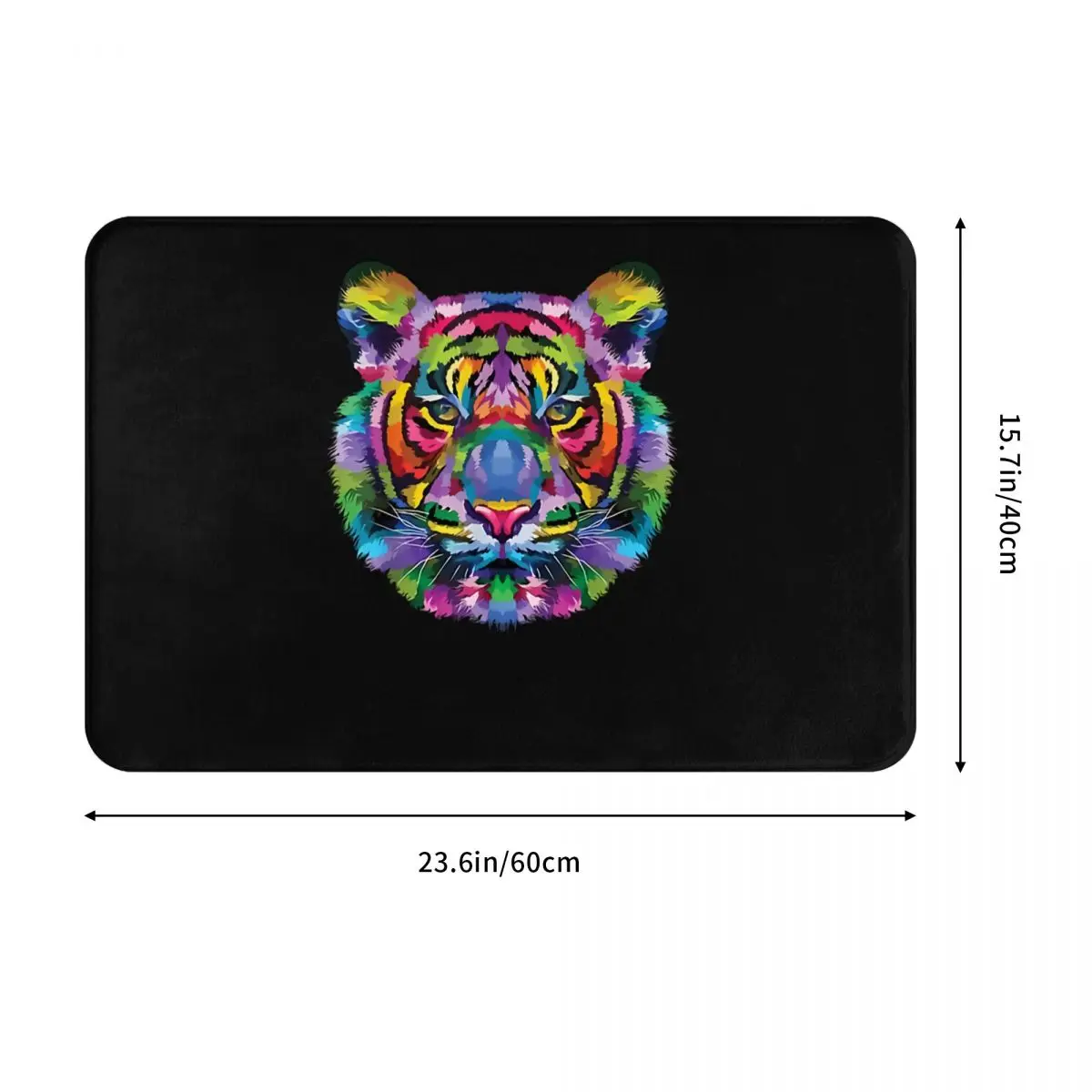 Tiger Animal Lover Non-slip Doormat Colorful Head Rainbow Angry Bangali Bath Kitchen Mat Prayer Carpet Indoor Modern Decor