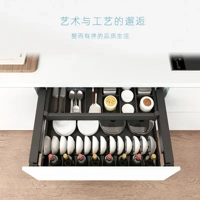 Kitchen cabinets are deepened, all-aluminium drawer type drawer type open door type damped push pull double layer dish