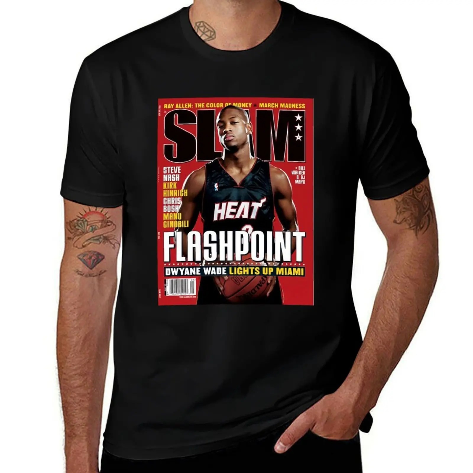 Dwyane Wade Basket Slam T-Shirt men t shirt cotton 100% T-Shirt