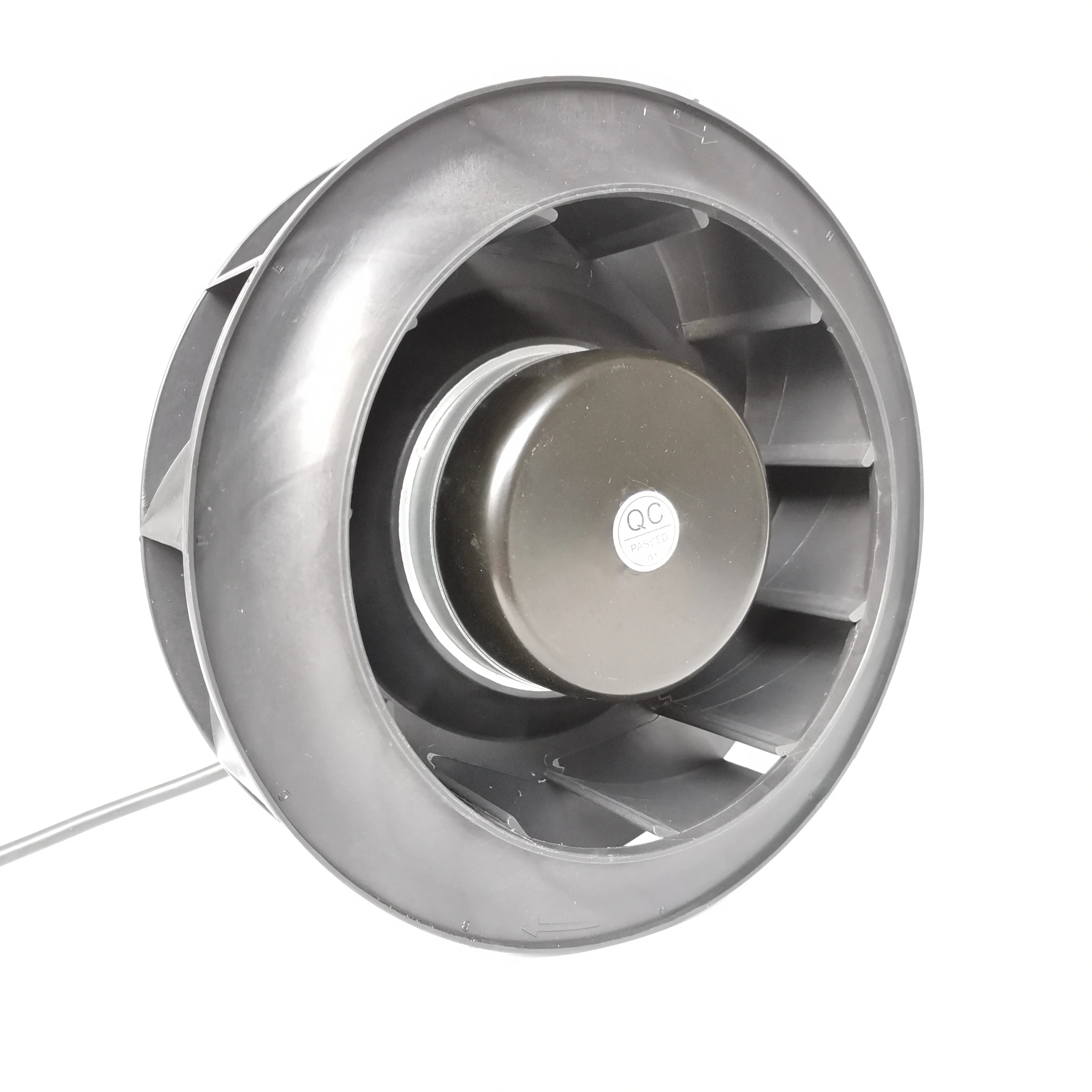 100W Brushless DC Motor Ventilation Motor 220mm Plastic Backward Centrifugal Impeller 0-10V/PWM Control 12V Fan