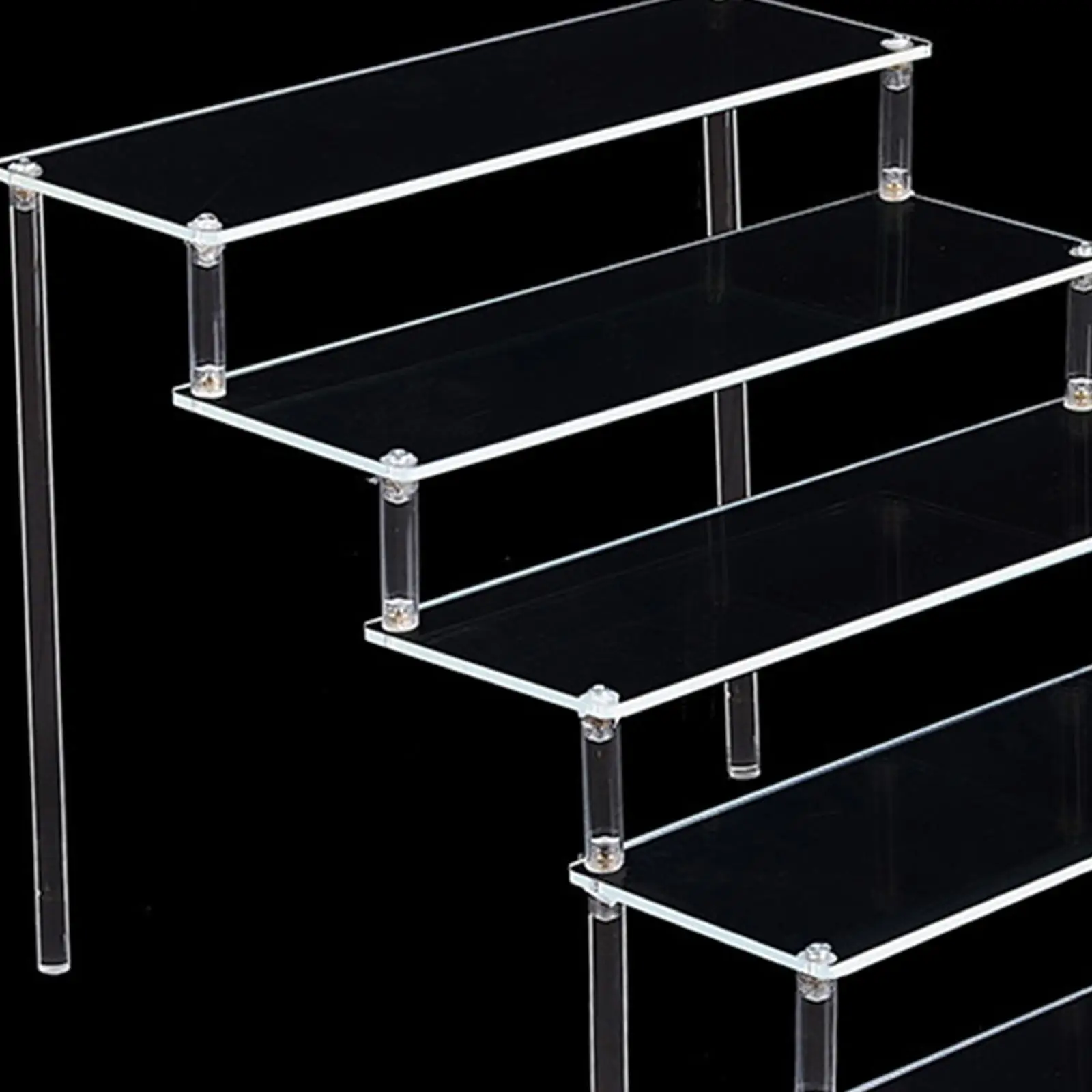 5 Tier Clear Acrylic Display Riser Shelf Stand for Figurine Perfume Glasses Wallet Storage
