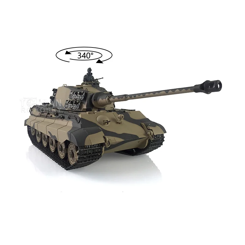 HENG LONG 2.4G 1/16 7.0 Plastic German King Tiger RTR Camo Yellow RC Tank 3888A Tiger II BB Shooting Unit Somke Cars TH19733