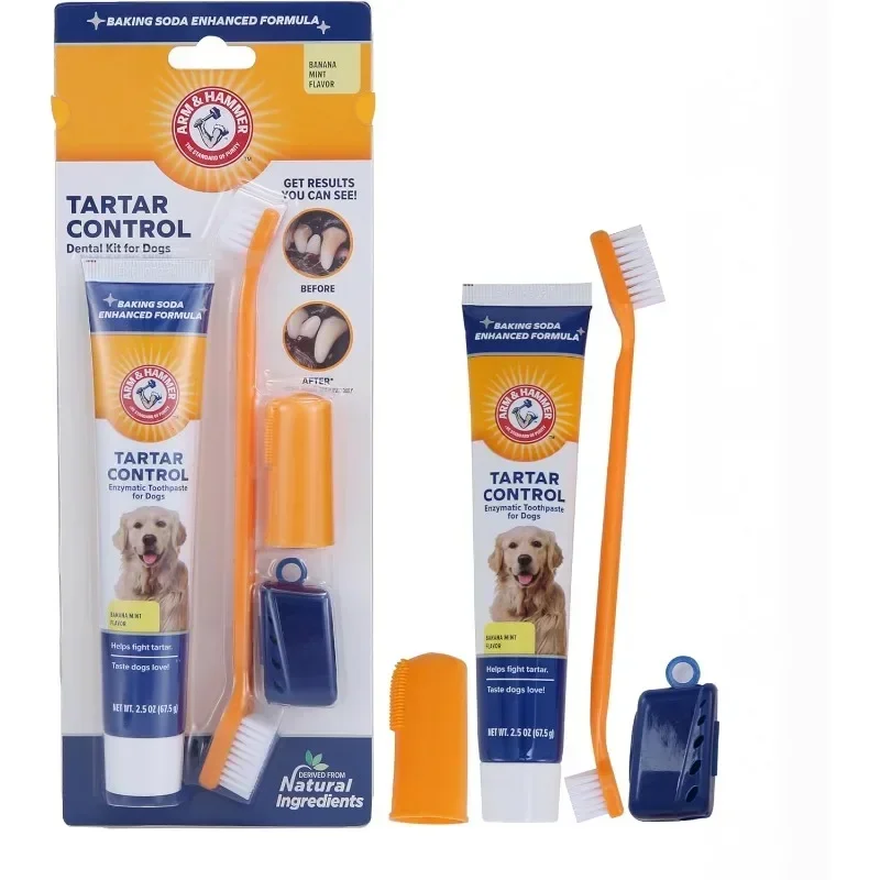 Kit de herramientas de limpieza para mascotas, productos para el cuidado de las encías de perros, reduce la placa y la acumulación del sarro, juego de cepillos de dientes universales para pasta de dientes