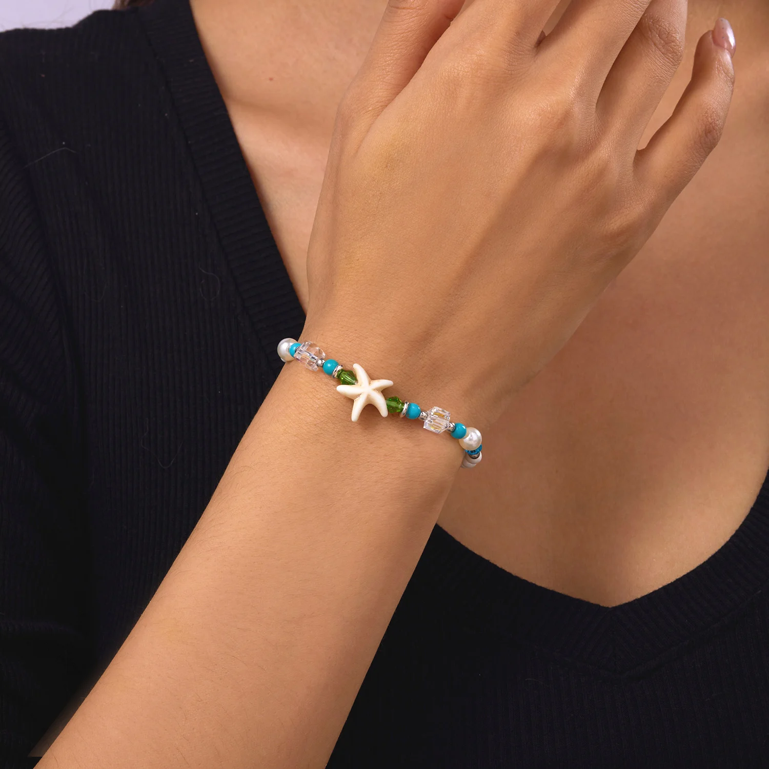 Einfache handgefertigte geflochtene Muschelarmbänder für Frauen, böhmische Seestern-Schildkröte, verstellbare Armbänder, Freundschaft, Strand, Urlaub, Schmuck – Detail 2