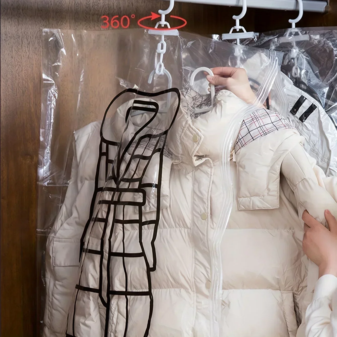 1 Stück, platzsparender Vakuum-Kompressionsbeutel für Kleidung, Steppdecke, Daunenjacken, Pullover und Kissen – feuchtigkeitsbeständig, staubdicht