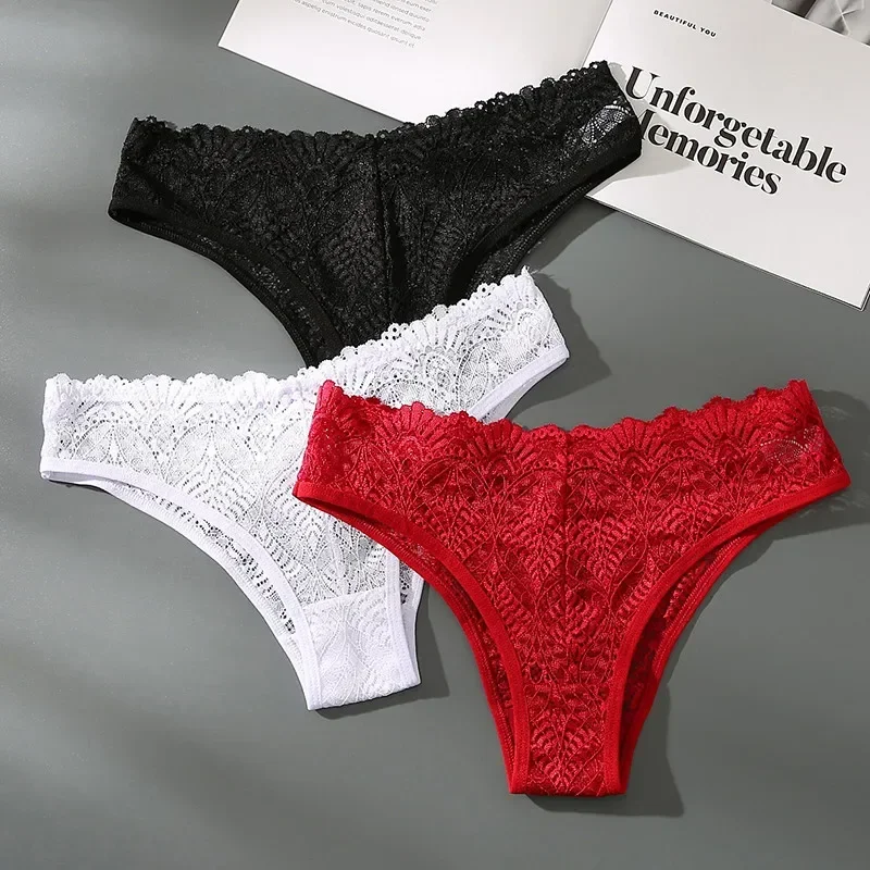 

Sexy Lace Panties Hollow Breathable Women Underwear Low Waisted Solid Color Seductive Embroidery Fashion Panties Comfortable