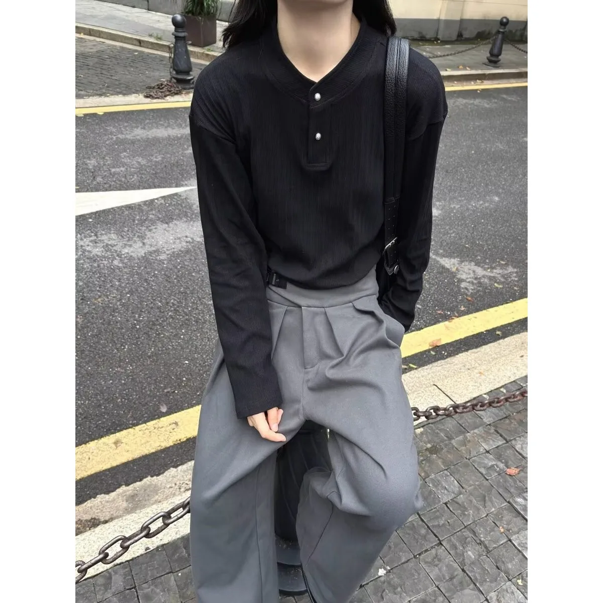 

Мужская осенняя высококачественная толстовка с воротником American Sle Long Sve Henry, верхняя одежда, базовый топ