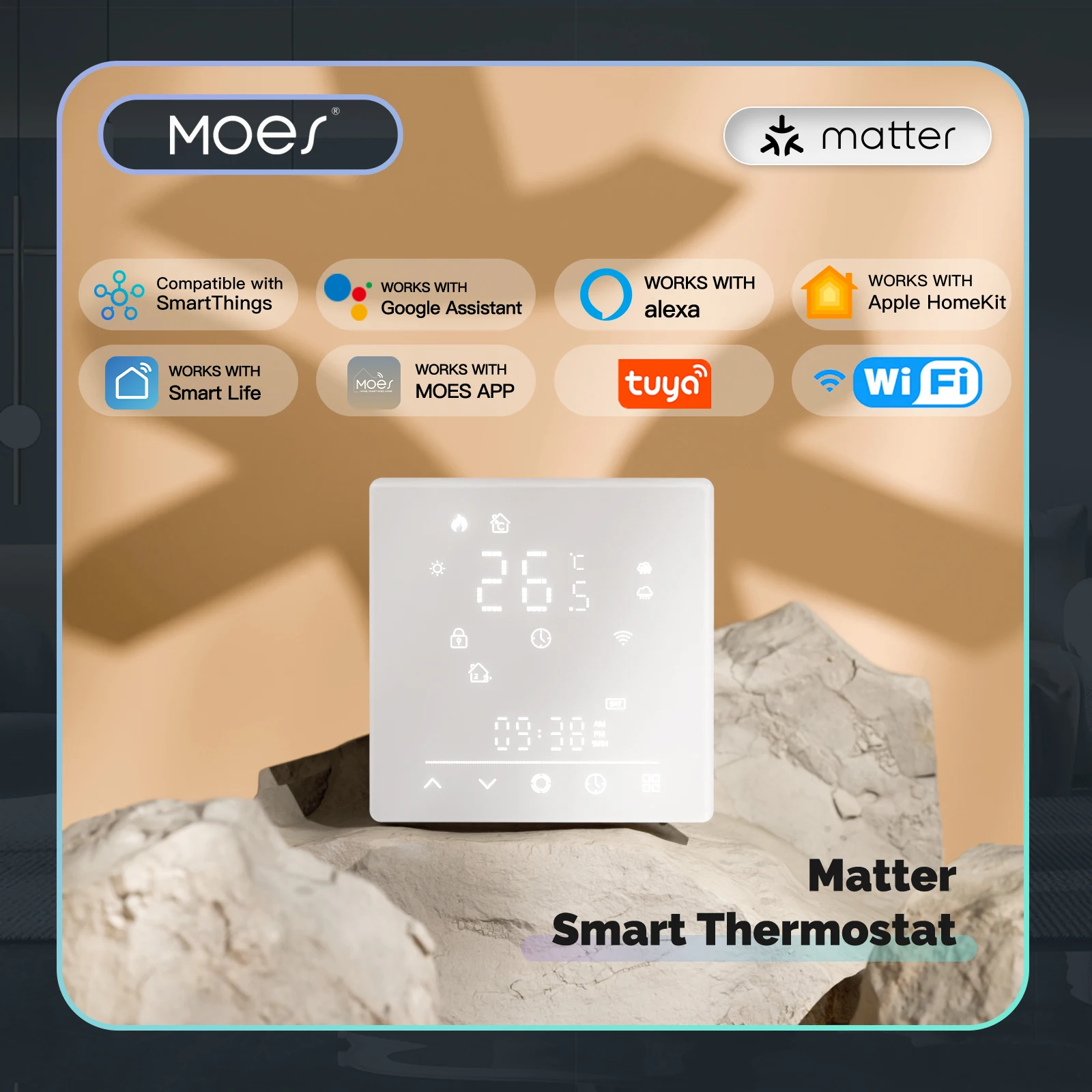 

MOES Tuya Matter WiFi Smart Thermostat Temperature Controller Water Boiler Electric Heating With Alexa Google Apple Smartthings