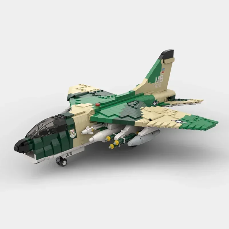 Bloques de construcción Moc modelo militar 1:35 A-7D Corsair II tecnología de combate bloques modulares regalos juguetes de Navidad juegos DIY montaje